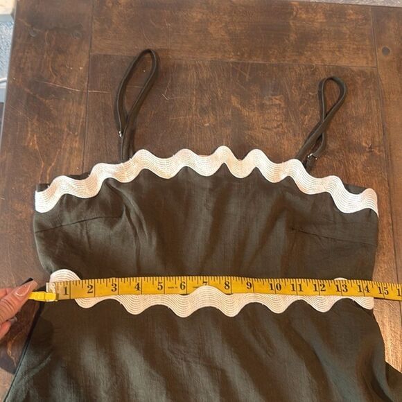 Olive Green Maxi Dress with White Trim - Picture 12 of 14